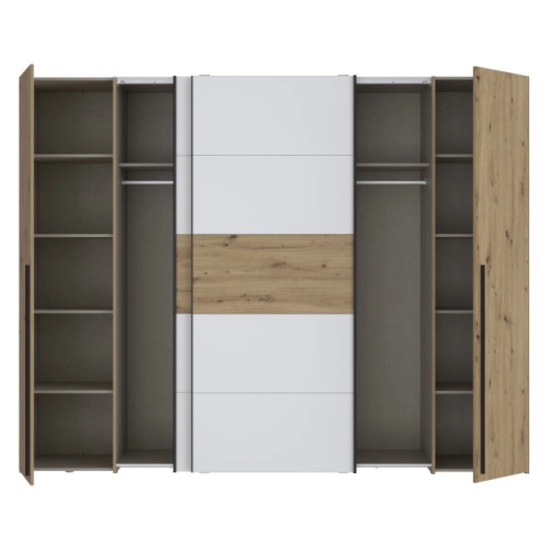 Szafa ubraniowa 270 cm Przesuwna Kolor Dąb Artisan / Biały